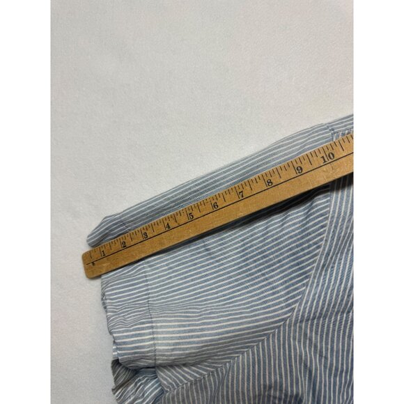 Blue & White Striped Button-Front Short Sleeve Blouse 3X By Angels Forever Young - Picture 9 of 10
